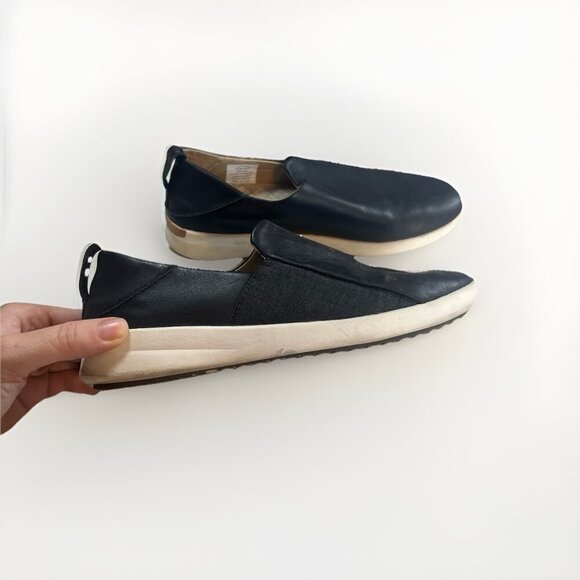 Olukai Women's Malua Slip On Size 8.5 Black Leather Boat Shoes - Picture 5 of 6